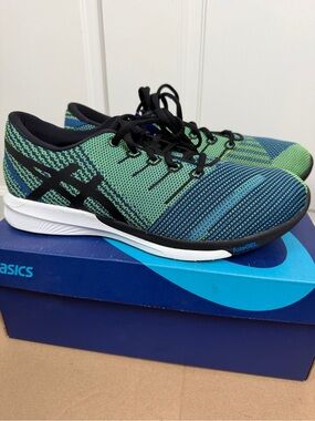 ASICS Men's Green & Blue Knit Running Shoes